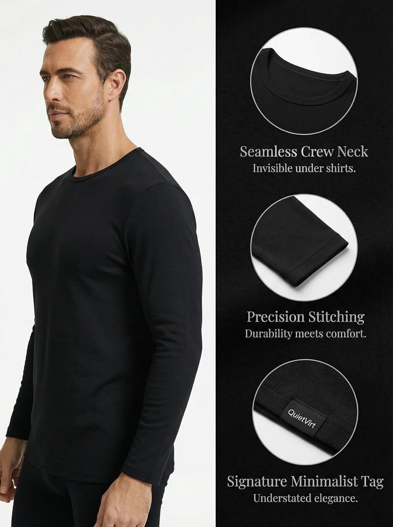 STEC Men Heavyweight Rayon Polyester Thermal Underwear Base Layer Long Johns Blended Fleece Lined Set for Cold Weather - Image 2